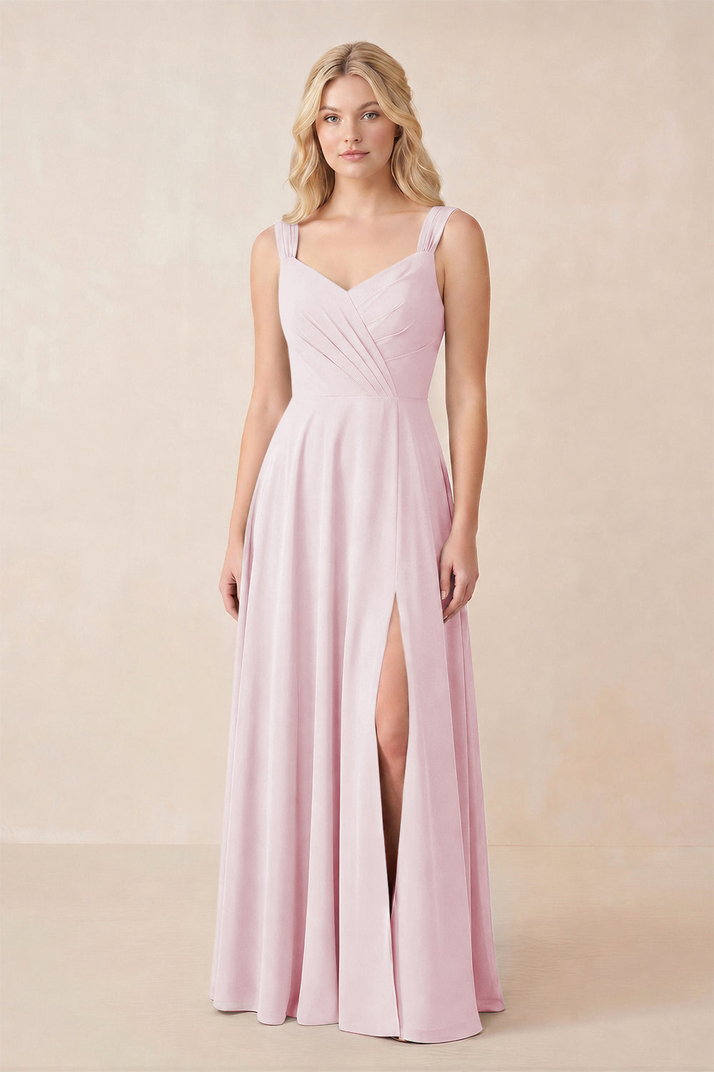 Sweetheart A-Line Chiffon Long Bridesmaid Dress in Candy Pink