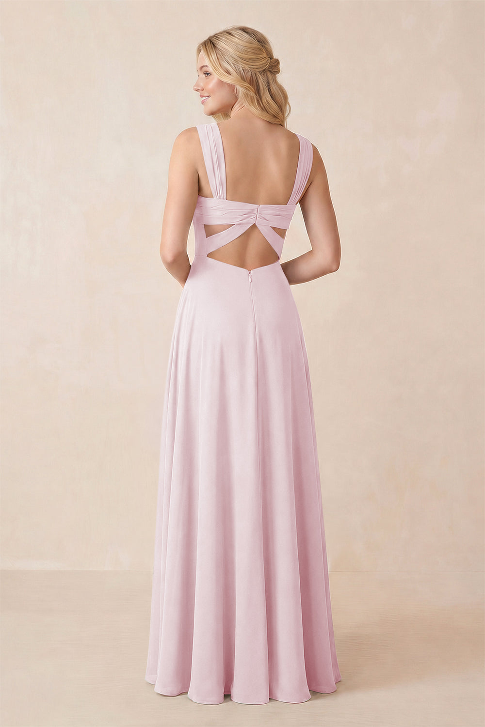 Sweetheart A-Line Chiffon Long Bridesmaid Dress in Candy Pink