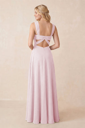 Sweetheart A-Line Chiffon Long Bridesmaid Dress in Candy Pink