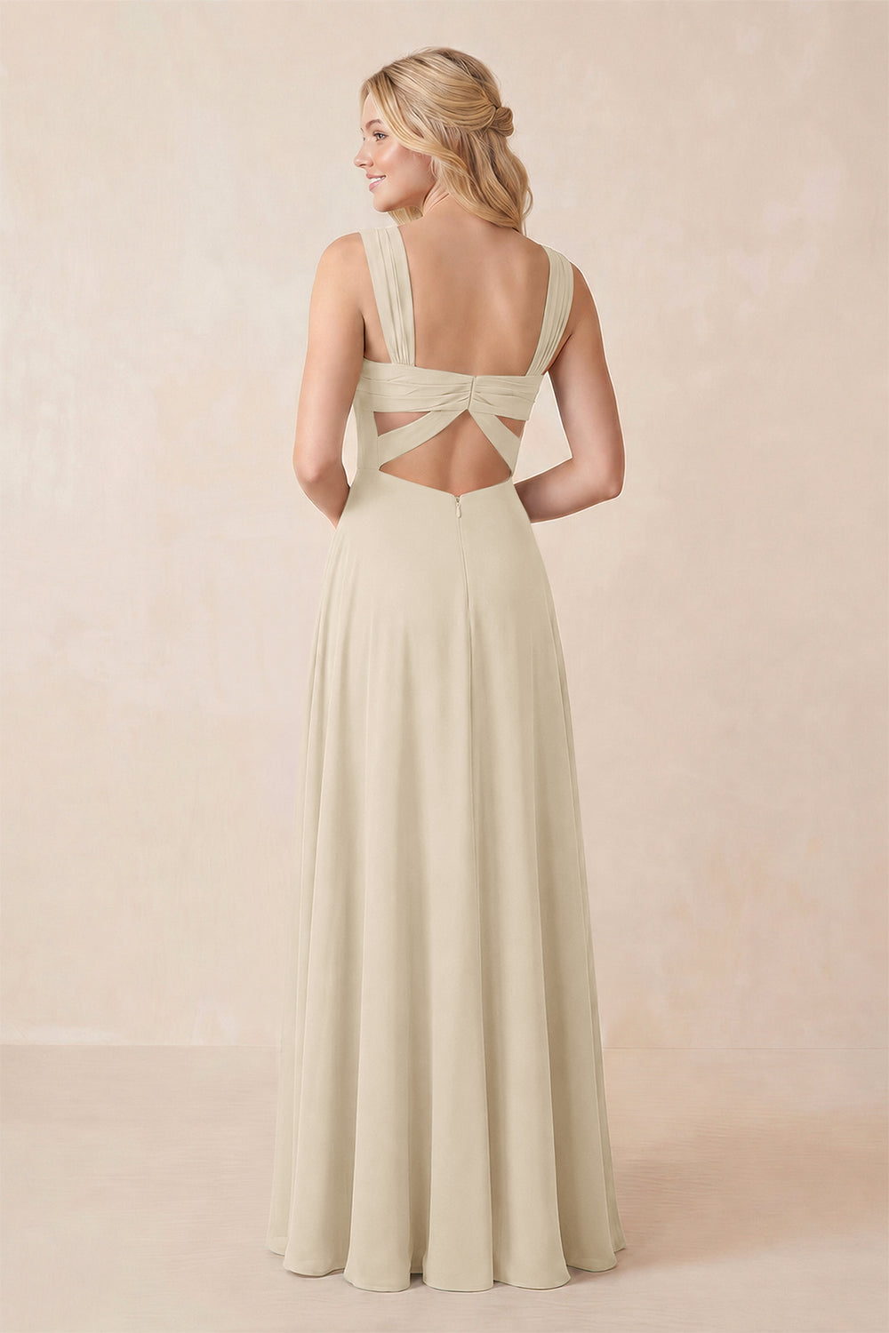 Sweetheart A-Line Chiffon Long Bridesmaid Dress in Champagne