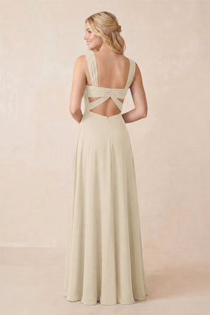 Sweetheart A-Line Chiffon Long Bridesmaid Dress in Champagne