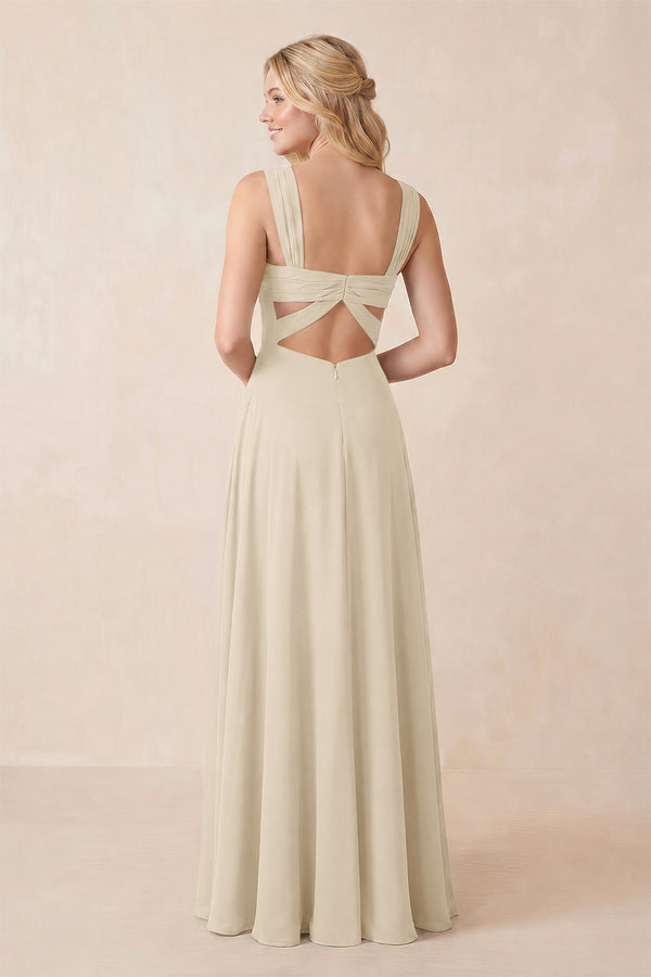 Sweetheart A-Line Chiffon Long Bridesmaid Dress in Champagne