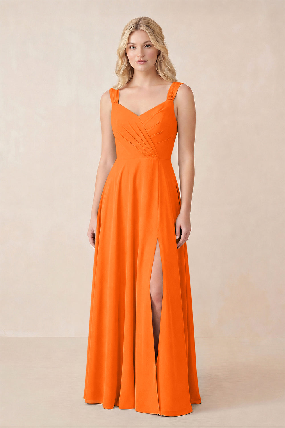 Sweetheart A-Line Chiffon Long Bridesmaid Dress in Cinnamon