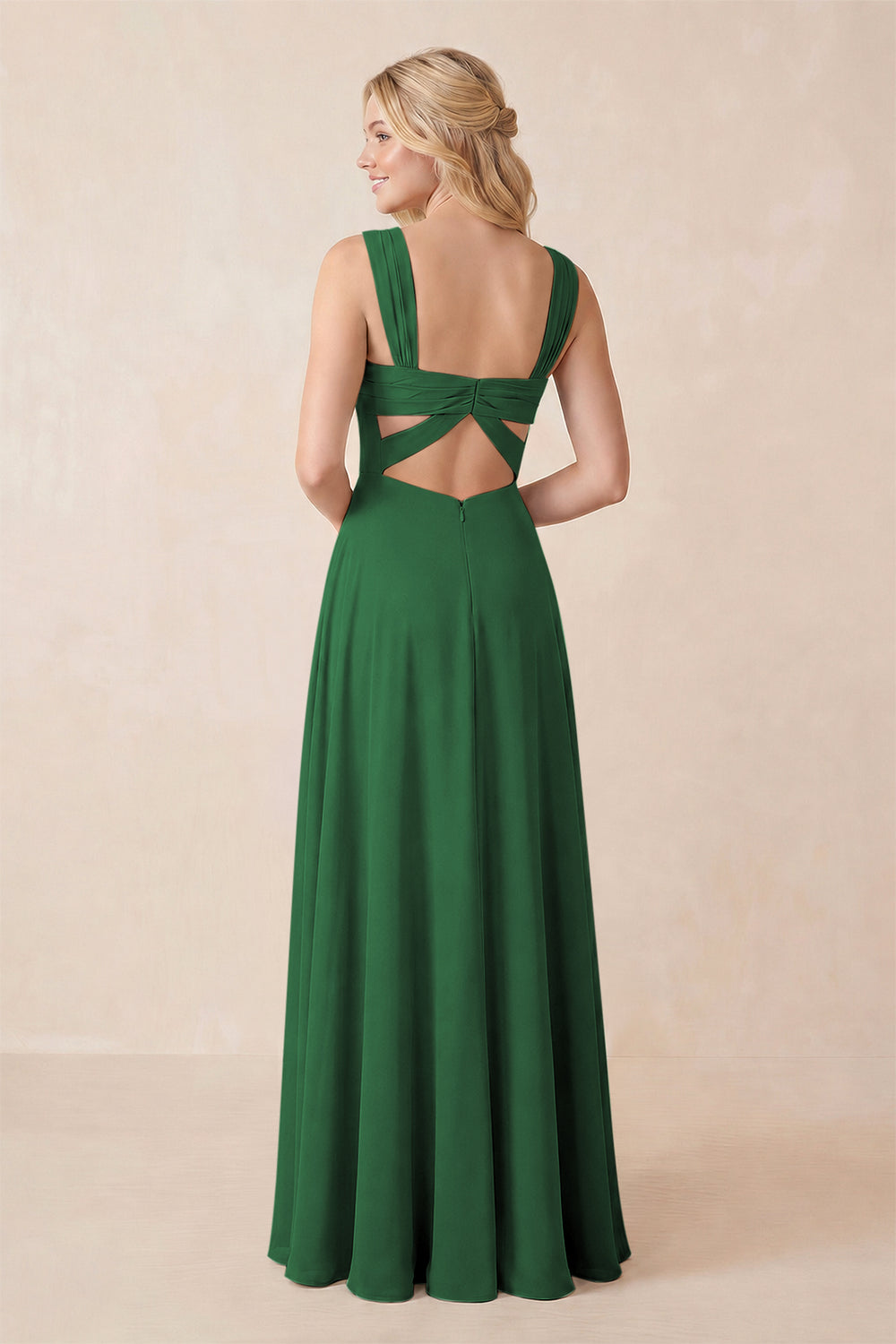 Sweetheart A-Line Chiffon Long Bridesmaid Dress in Dark Green