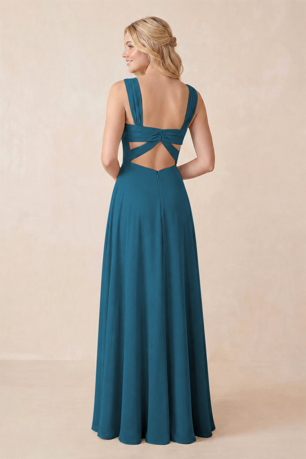 Sweetheart A-Line Chiffon Long Bridesmaid Dress in Dark Teal
