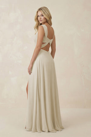 Sweetheart A - Line Chiffon Long Bridesmaid Dress in Dove Gray - KissProm Bridesmaid Dresses