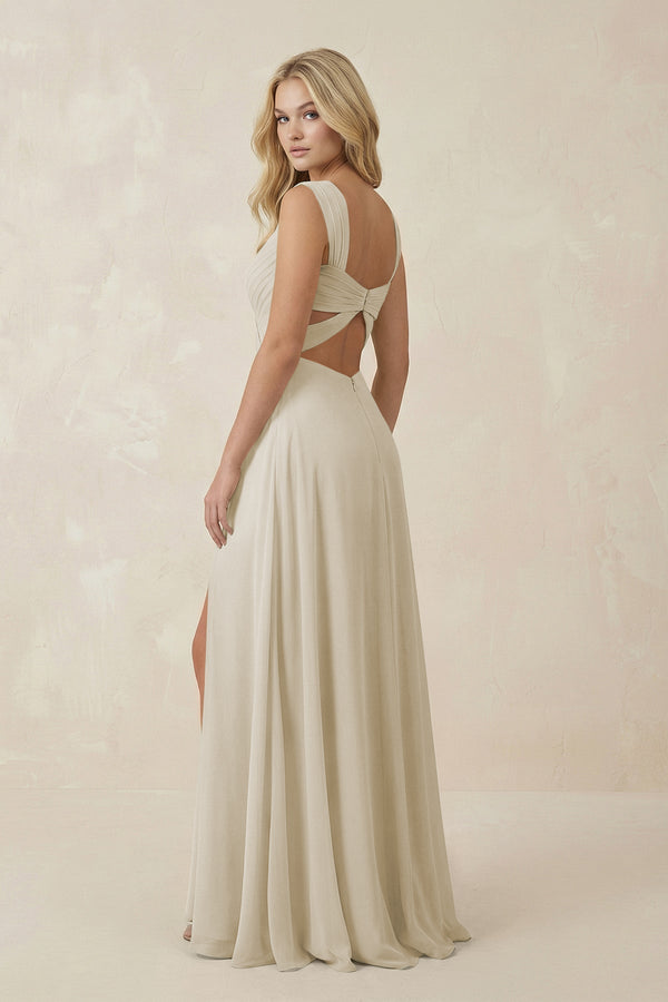 Sweetheart A - Line Chiffon Long Bridesmaid Dress in Dove Gray - KissProm Bridesmaid Dresses