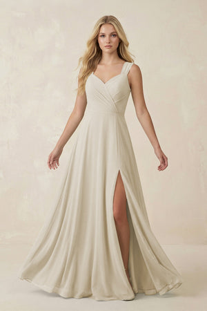 Sweetheart A - Line Chiffon Long Bridesmaid Dress in Dove Gray - KissProm Bridesmaid Dresses