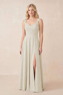 Sweetheart A-Line Chiffon Long Bridesmaid Dress in Dove Gray