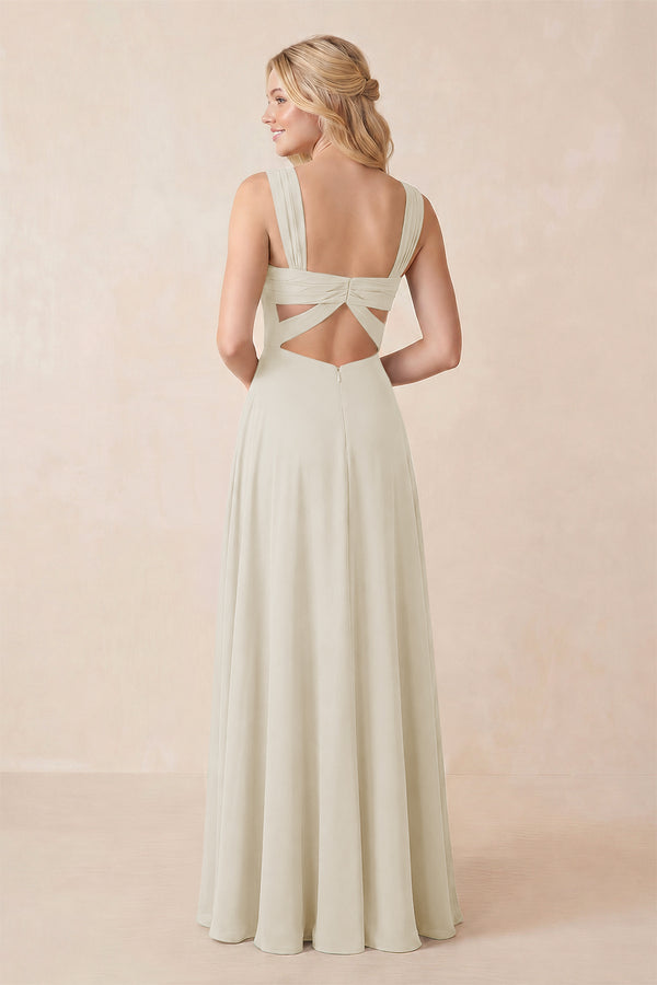 Sweetheart A-Line Chiffon Long Bridesmaid Dress in Dove Gray