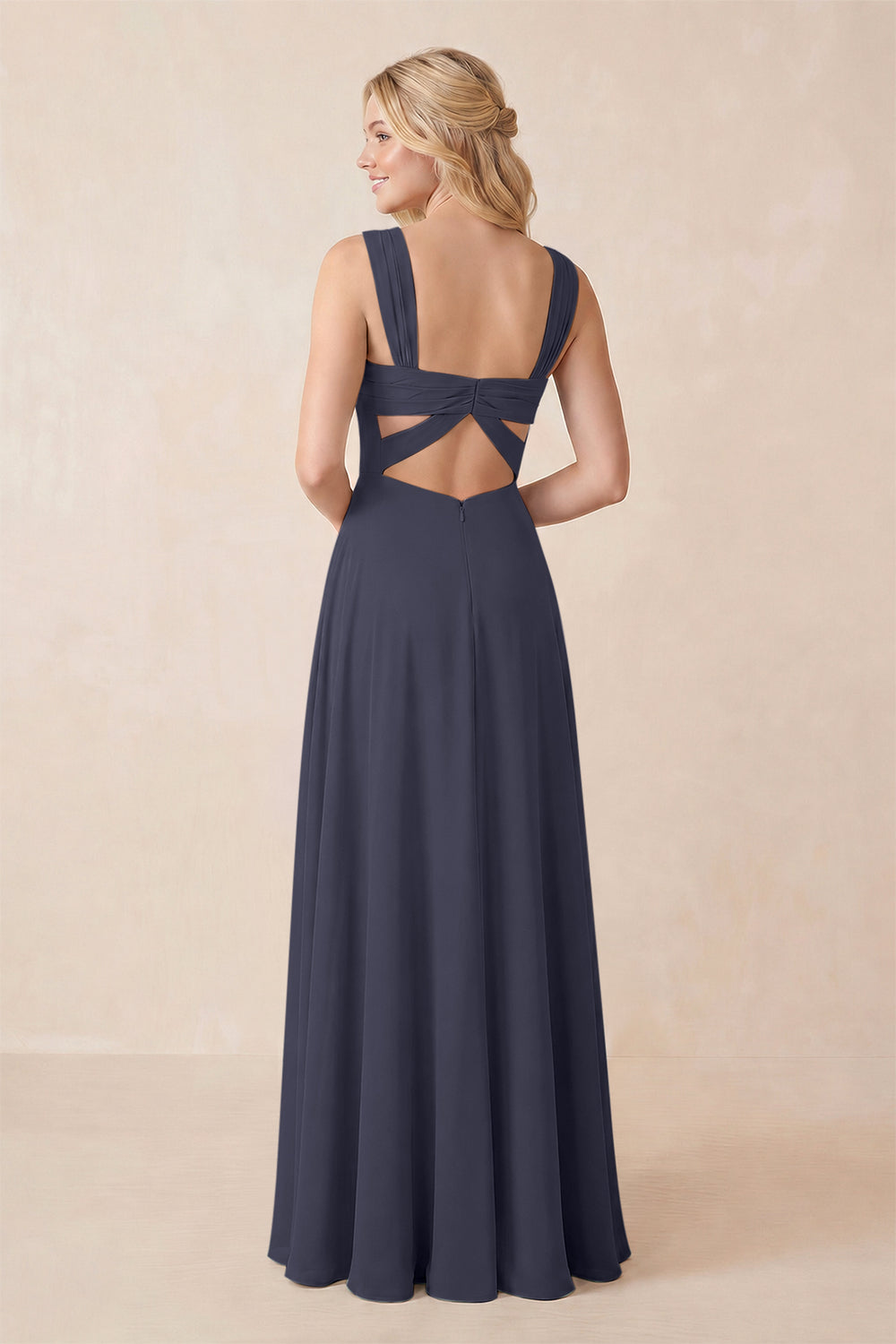 Sweetheart A-Line Chiffon Long Bridesmaid Dress in Dusk Blue