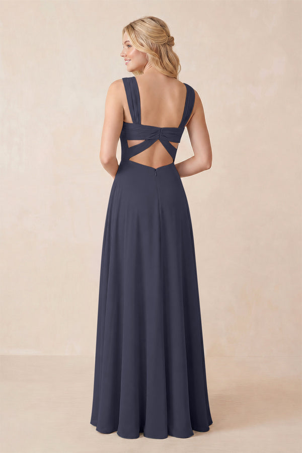 Sweetheart A-Line Chiffon Long Bridesmaid Dress in Dusk Blue
