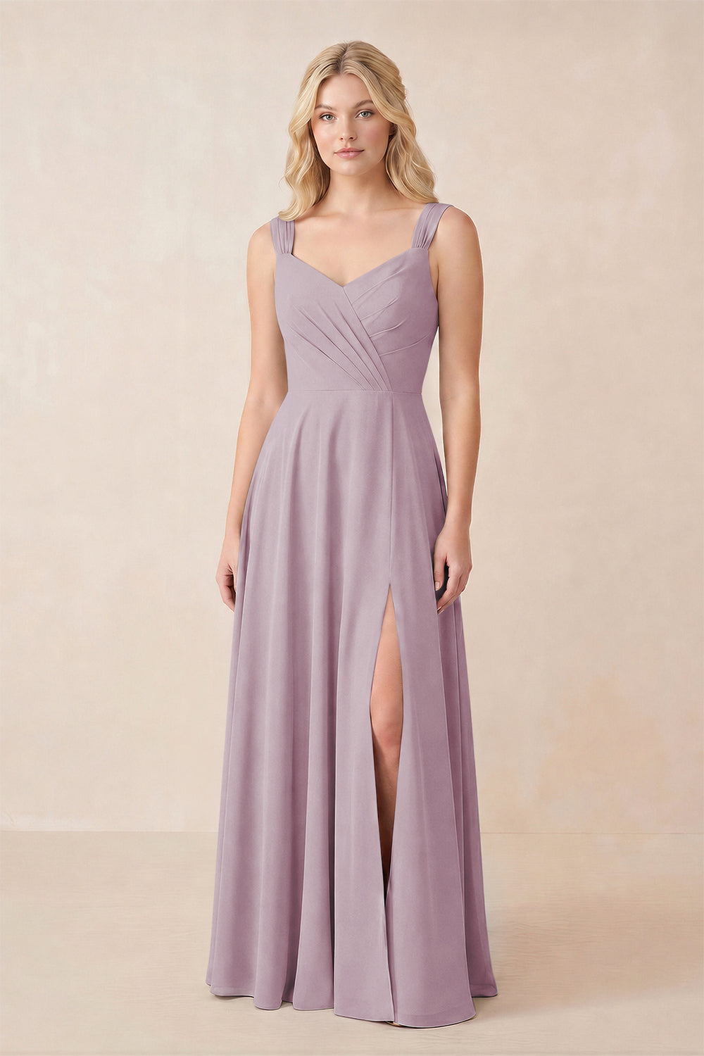 Sweetheart A-Line Chiffon Long Bridesmaid Dress in Dusk