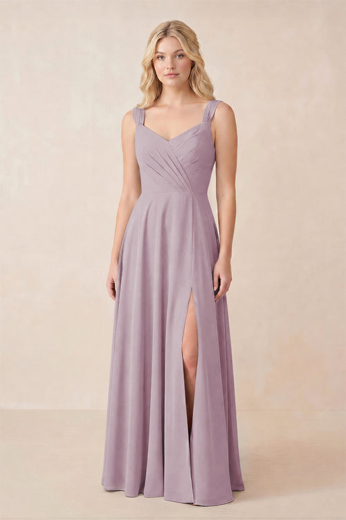Sweetheart A-Line Chiffon Long Bridesmaid Dress in Dusk