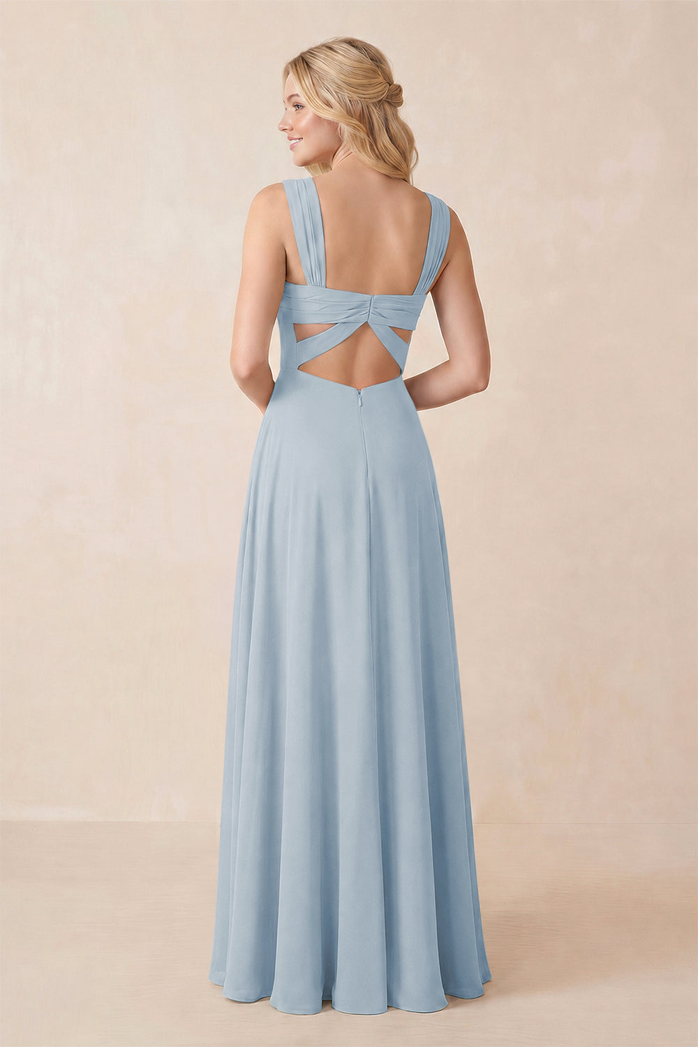 Sweetheart A-Line Chiffon Long Bridesmaid Dress in Dusty Blue