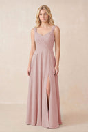 Sweetheart A-Line Chiffon Long Bridesmaid Dress in Dusty Rose