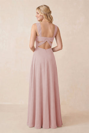 Sweetheart A-Line Chiffon Long Bridesmaid Dress in Dusty Rose
