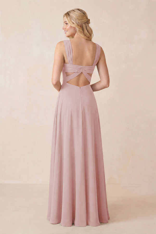 Sweetheart A-Line Chiffon Long Bridesmaid Dress in Dusty Rose