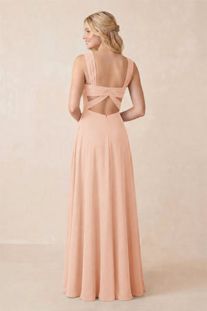 Sweetheart A-Line Chiffon Long Bridesmaid Dress in English Rose