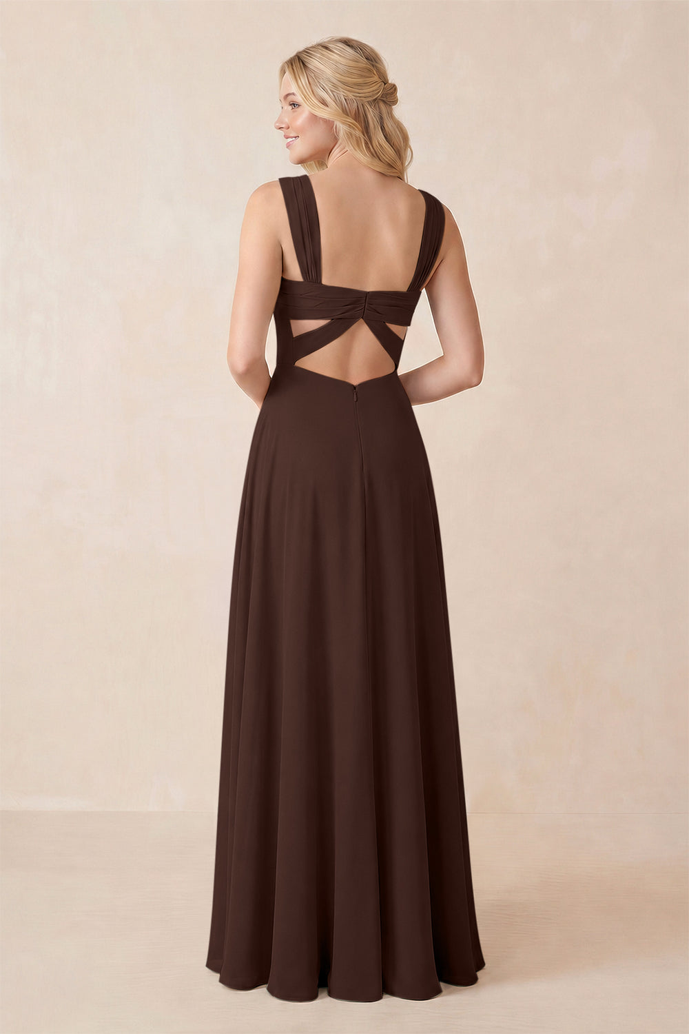 Sweetheart A-Line Chiffon Long Bridesmaid Dress in Espresso