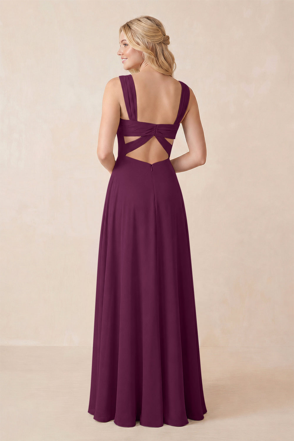 Sweetheart A-Line Chiffon Long Bridesmaid Dress in Fig
