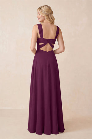 Sweetheart A-Line Chiffon Long Bridesmaid Dress in Fig
