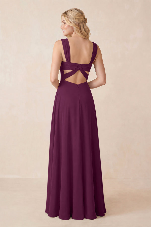 Sweetheart A-Line Chiffon Long Bridesmaid Dress in Fig