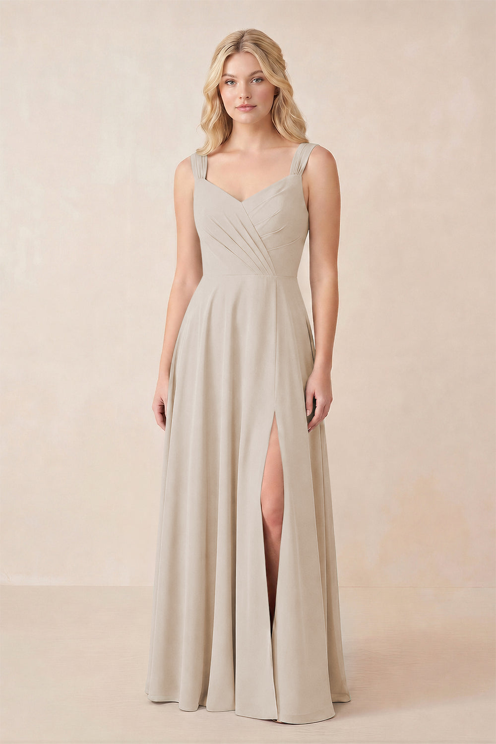 Sweetheart A-Line Chiffon Long Bridesmaid Dress in Frost