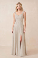 Sweetheart A-Line Chiffon Long Bridesmaid Dress in Frost