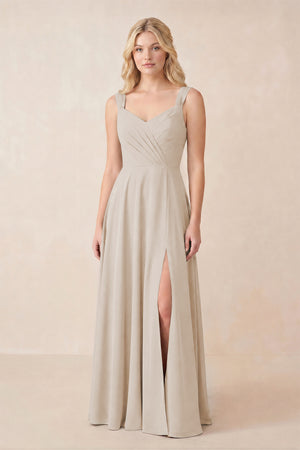 Sweetheart A-Line Chiffon Long Bridesmaid Dress in Frost