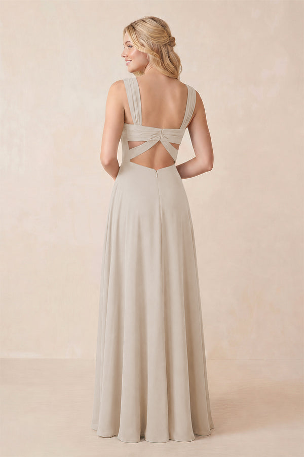 Sweetheart A-Line Chiffon Long Bridesmaid Dress in Frost
