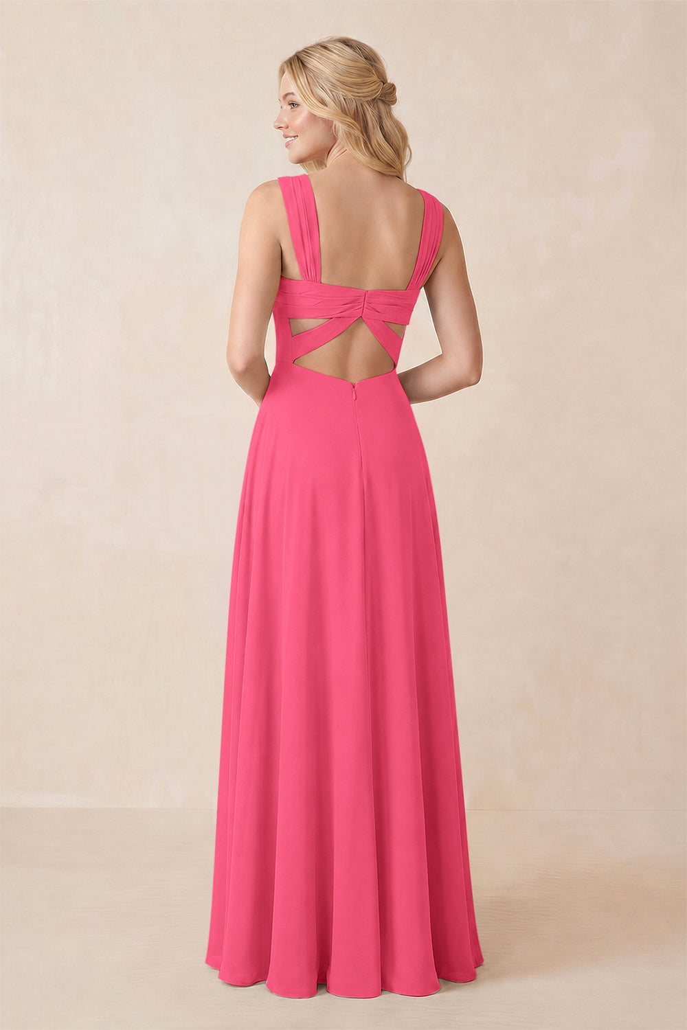 Sweetheart A-Line Chiffon Long Bridesmaid Dress in Fuchsia