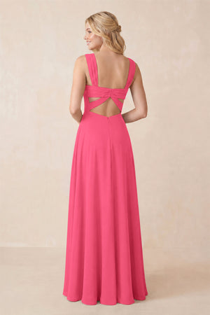 Sweetheart A-Line Chiffon Long Bridesmaid Dress in Fuchsia