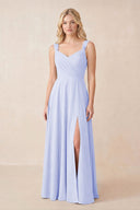 Sweetheart A-Line Chiffon Long Bridesmaid Dress in Ice