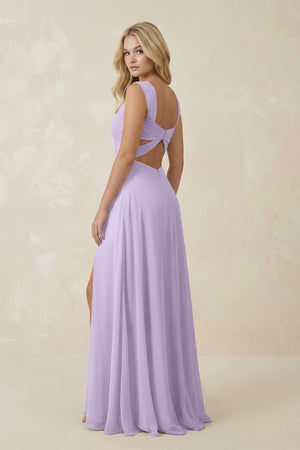 Sweetheart A - Line Chiffon Long Bridesmaid Dress in Lavender - KissProm Bridesmaid Dresses