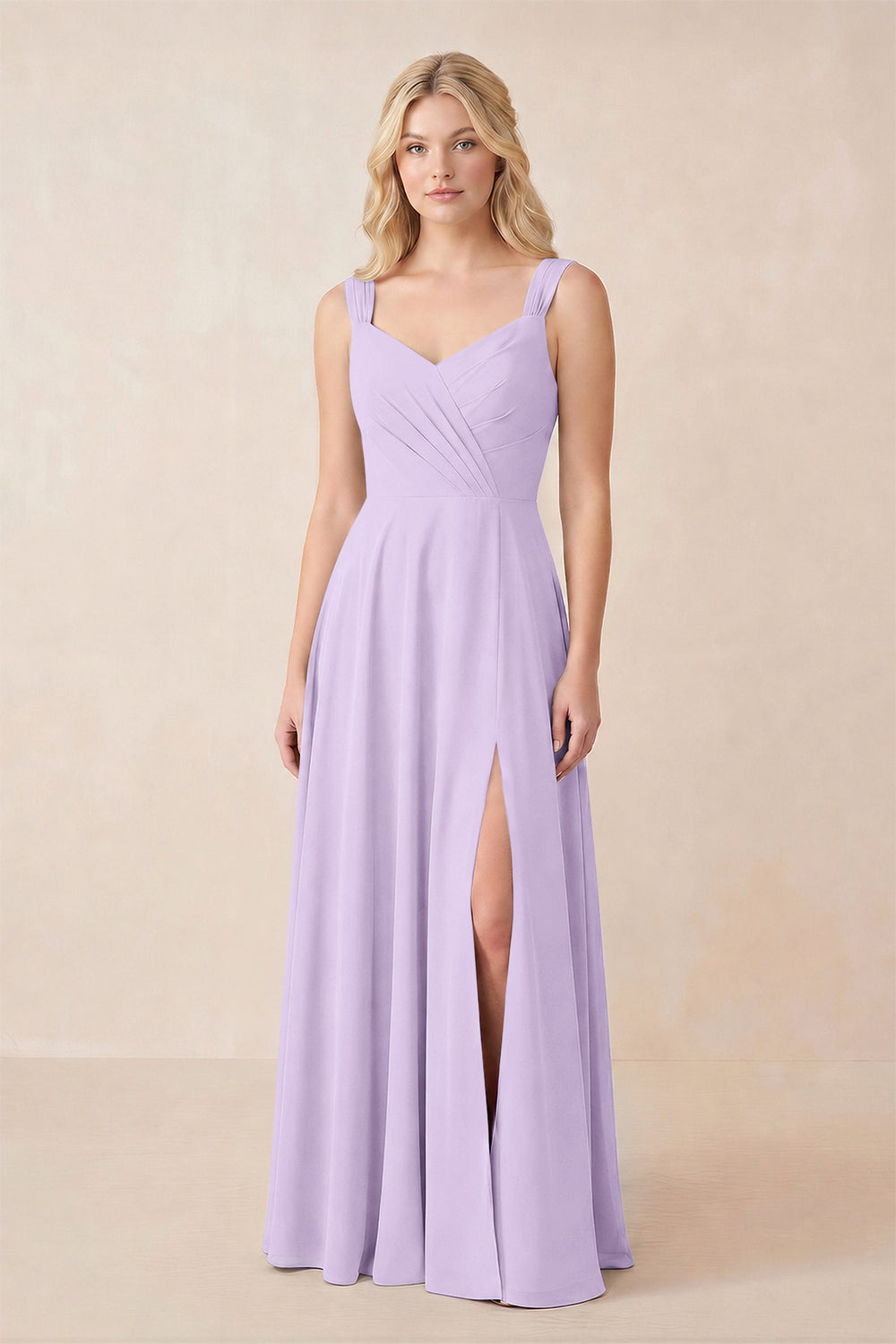 Sweetheart A-Line Chiffon Long Bridesmaid Dress in Lavender