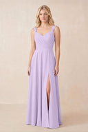 Sweetheart A-Line Chiffon Long Bridesmaid Dress in Lavender