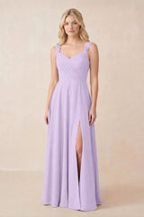 Sweetheart A-Line Chiffon Long Bridesmaid Dress in Lavender