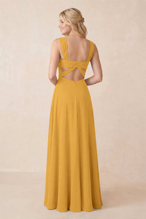 Sweetheart A-Line Chiffon Long Bridesmaid Dress in Marigold