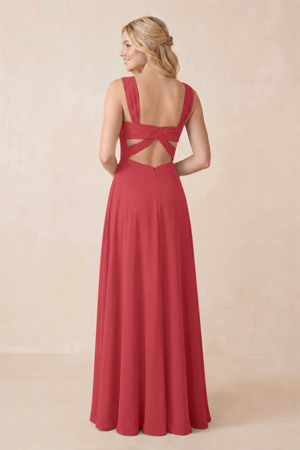Sweetheart A-Line Chiffon Long Bridesmaid Dress in Merlot