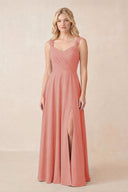 Sweetheart A-Line Chiffon Long Bridesmaid Dress in Mulberry