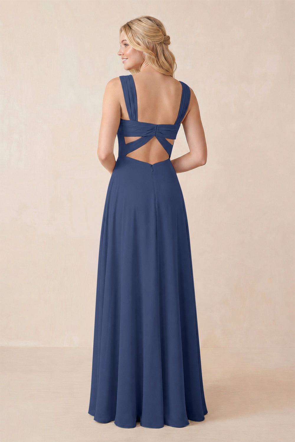 Sweetheart A-Line Chiffon Long Bridesmaid Dress in Navy