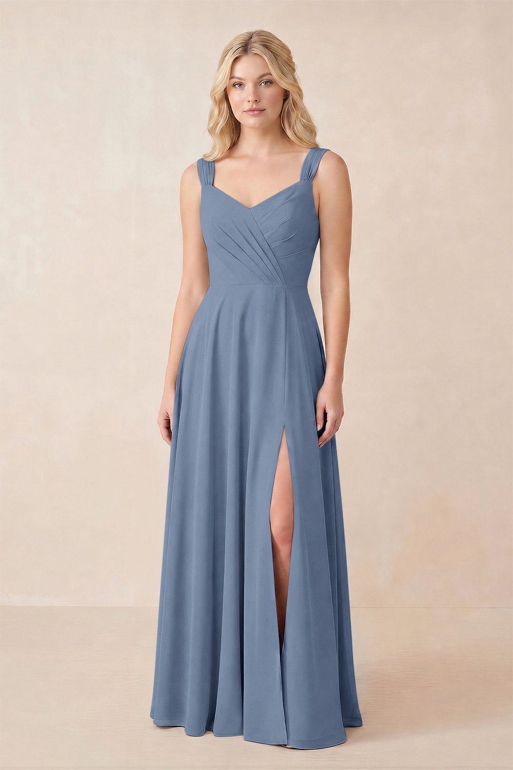 Sweetheart A-Line Chiffon Long Bridesmaid Dress in Neptune
