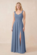 Sweetheart A-Line Chiffon Long Bridesmaid Dress in Neptune