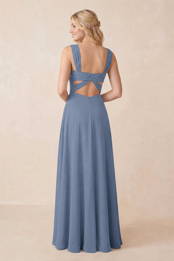 Sweetheart A-Line Chiffon Long Bridesmaid Dress in Neptune