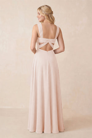 Sweetheart A-Line Chiffon Long Bridesmaid Dress in Pale Blush