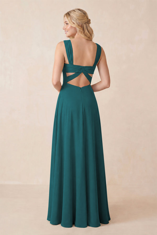 Sweetheart A-Line Chiffon Long Bridesmaid Dress in Pine