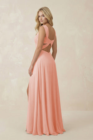 Sweetheart A - Line Chiffon Long Bridesmaid Dress in Rose Petal - KissProm Bridesmaid Dresses