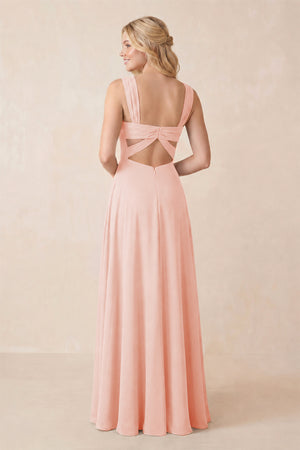 Sweetheart A-Line Chiffon Long Bridesmaid Dress in Rose Petal