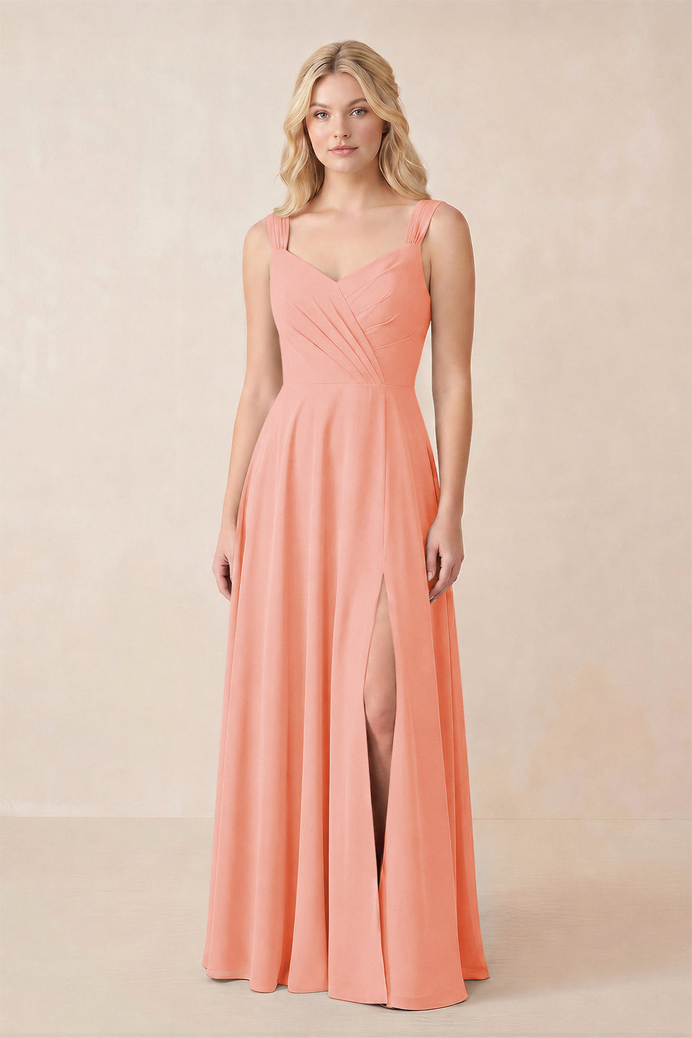 Sweetheart A-Line Chiffon Long Bridesmaid Dress in Rosette